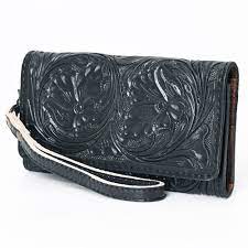American Darling Genuine Hand Tooled Leather Wallet in Black