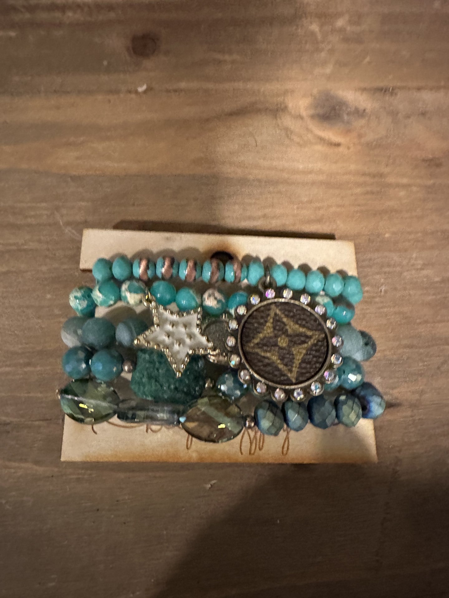 Repurposed Stack Bracelet in Turquoise Blue