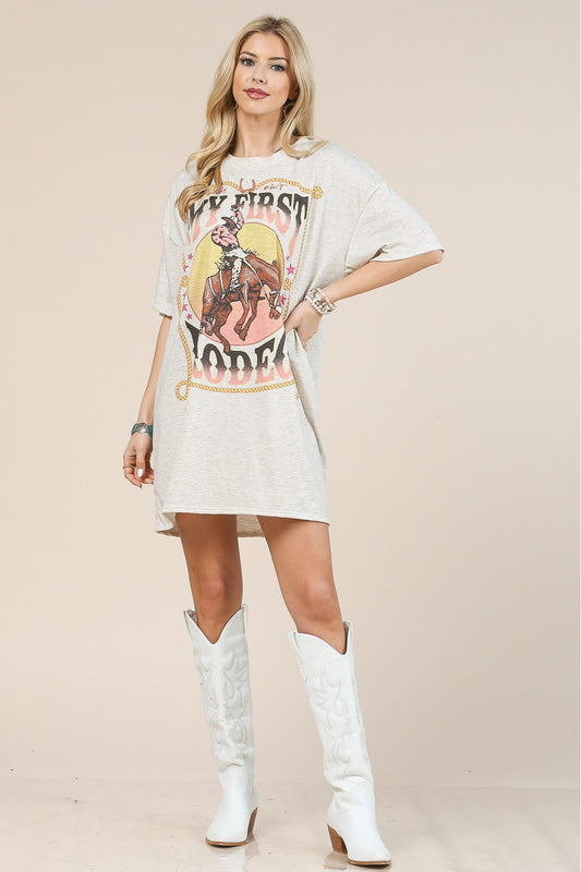 "My First Rodeo" Graphic  Shirt Dress