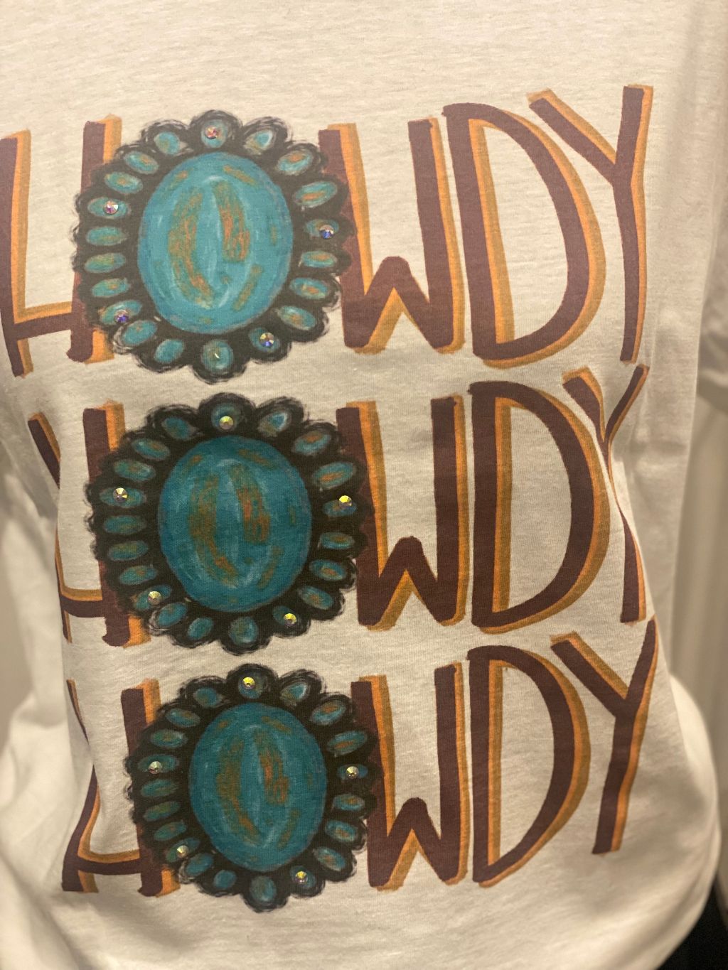 HOWDY  HOWDY  HOWDY   Rhinestone Embellished T-Shirt