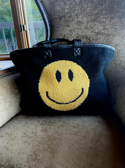 Smiley Face Tote bag (Black) – Weathered Pony