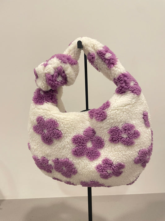 Purple Flower sherpa bag