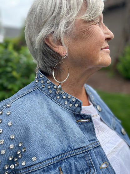 Jean Jacket with Rhinestone Embellishments ~ "Silver Bullet"