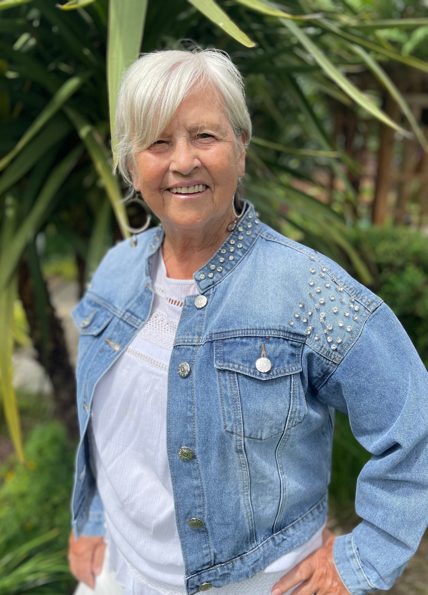 Jean Jacket with Rhinestone Embellishments ~ "Silver Bullet"