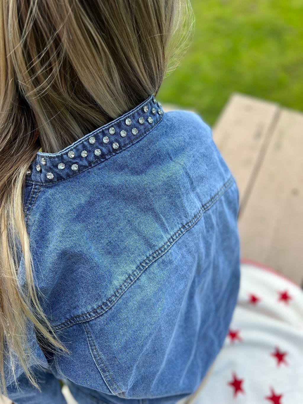 Jean Jacket with Rhinestone Embellishments ~ "Silver Bullet"