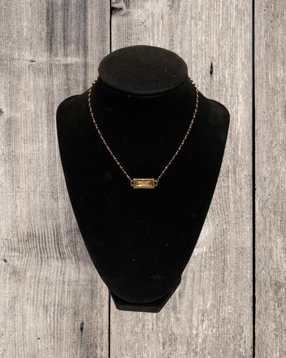 Beaded Western Boho Choker Necklace with rectangular crystal